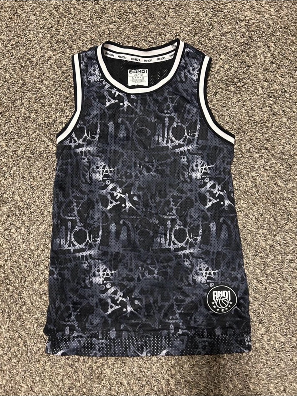 And1 Black & White Graphic Mesh Tank
